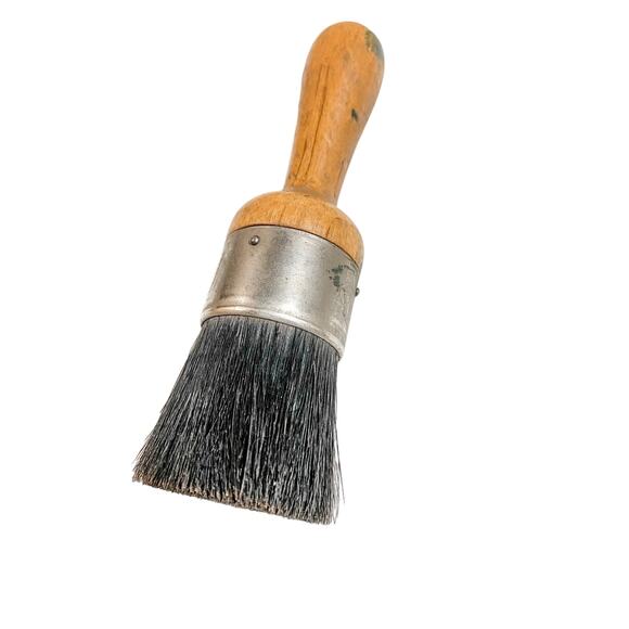 Antique Large All Pure Bristle Round Paint Brush with Wooden Handle #10 - Picture 2 of 2